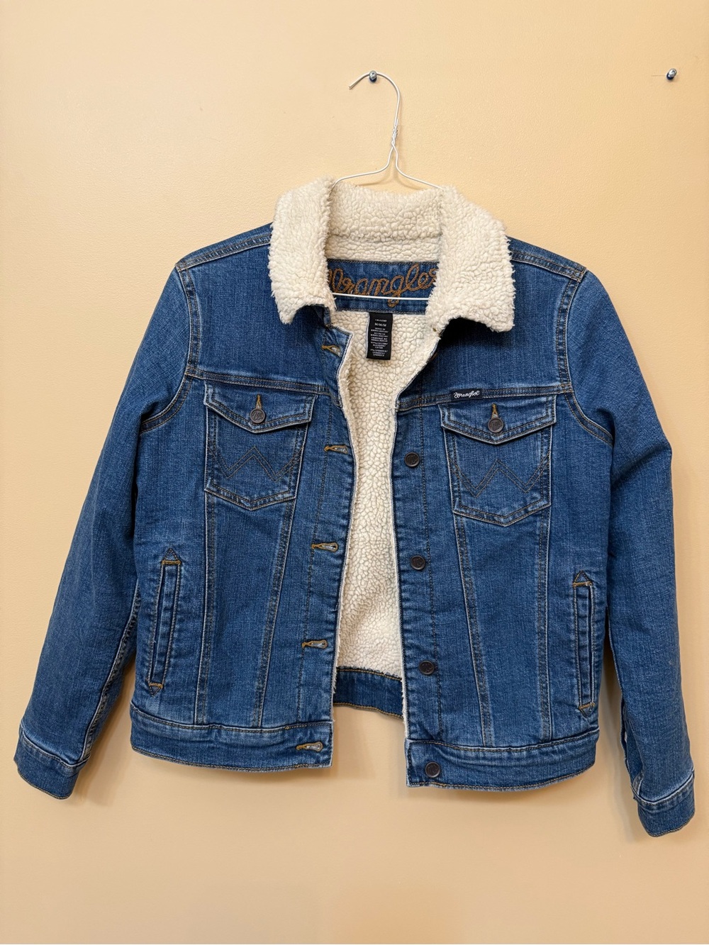 Wrangler Denim Jacket with Cream Sherpa Collar